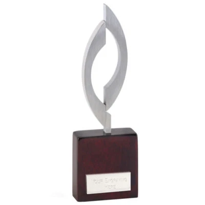 GLENWAY Victory Flame Pokal Größe 22 cm KOSTENLOSE GRAVUR Palisander Basis Metall Top