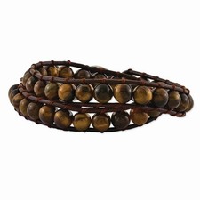 6mm Brown Beads  Leather Cord Multi Wrap Bracelet