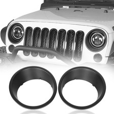 2pcs Matte Black Front Headlight Bezels Fit 2007-2018 Wrangler Jeep Jkjku