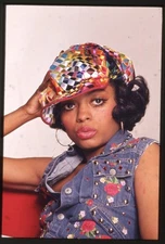Diana Ross Denim Waistcoat Cool Colorful Hat Photo Original 35mm Transparency