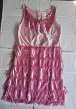 Roaring 20s Pink Flapper Girl Costume Dress Charleston Medium 10-12