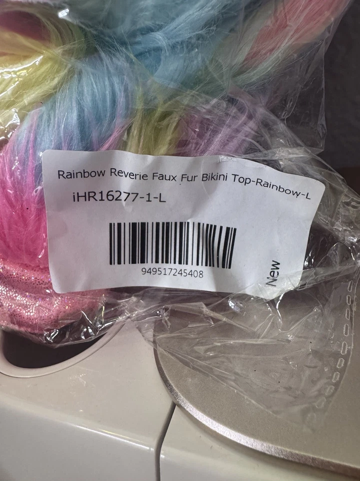 iheartraves arco iris riviere imitación piel bikini top y falda rave dance conjunto grande NUEVO Foto 3 de 4