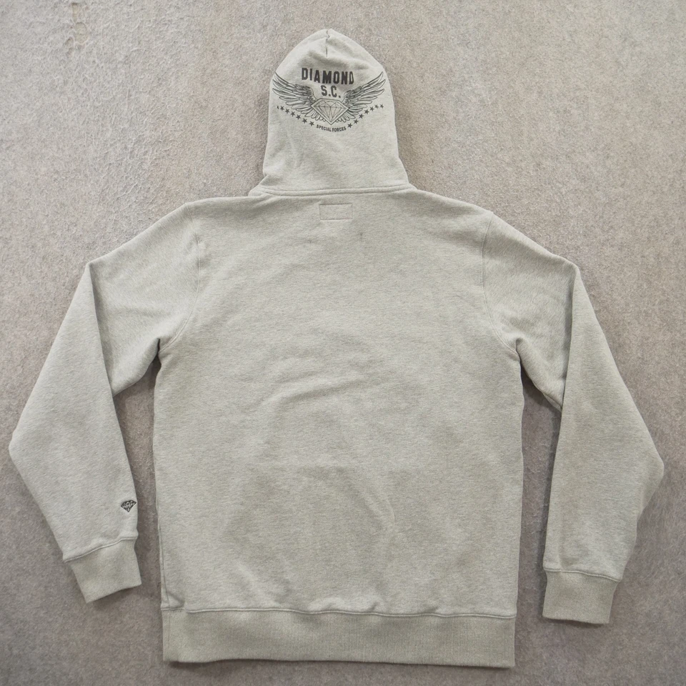 Moletom com capuz Diamond Supply masculino grande cinza forças especiais estampa gráfica - Imagem 2 de 4