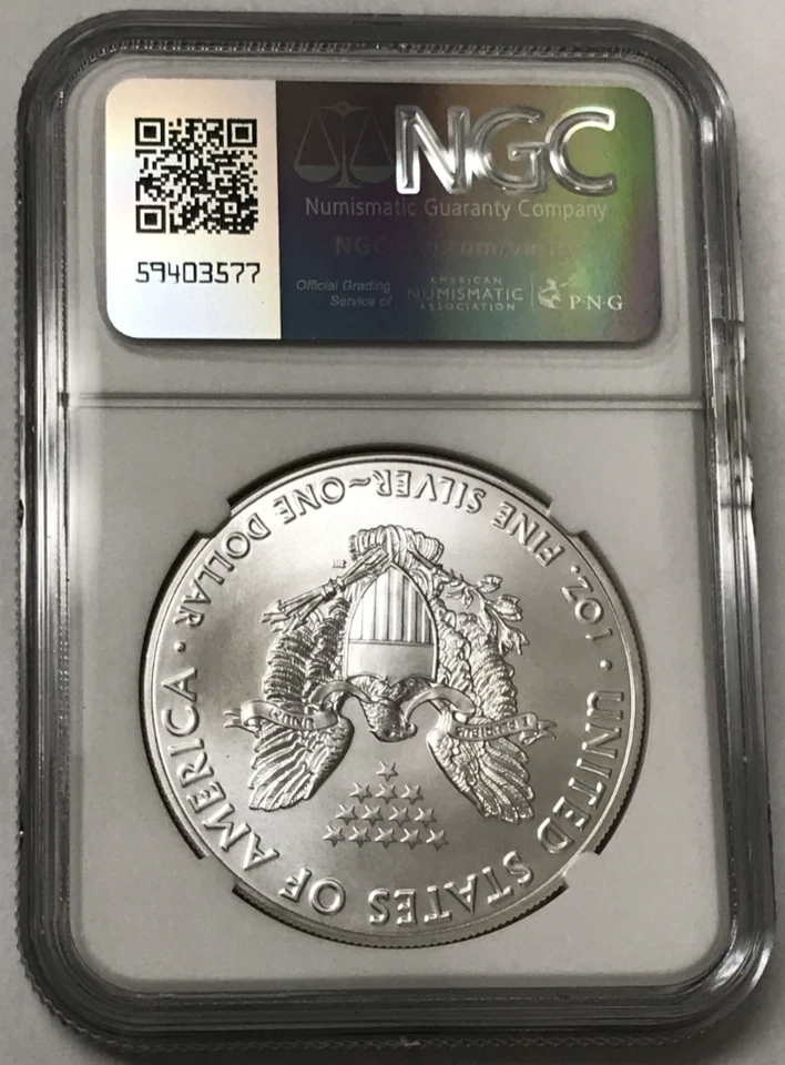 2017-P $1 SAE Silver Eagle NGC MS70 - Treasurer Anna Escobedo Cabral Signature - Image 2 of 4