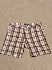 Hurley Men's Brown Plaid Flat Front Walkshorts
