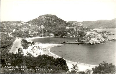 Acapulco Mexico Caleta & Caletilla #654 c1950 Real Photo Vintage Postcard bhn