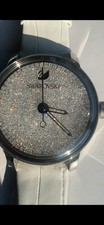 SWAROVSKI CRYSTALLINE HOURS WOMENS WATCH 5295383 STAINLESS STEEL LEATHER GENUINE