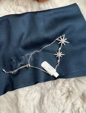 Apm Monaco Sterling Silver DOUBLE MÉTÉORITES Star Pave Bracelet Adjustable