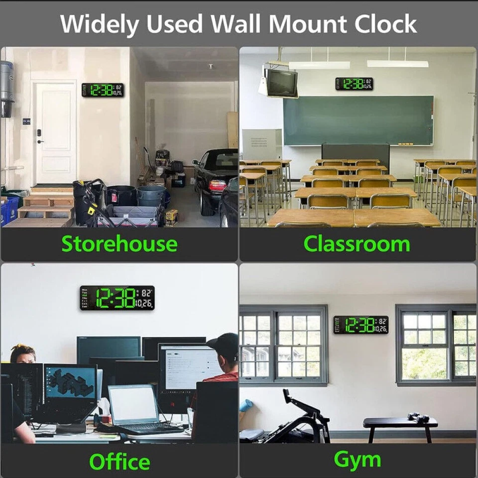 Digital Wanduhr 13 Zoll LED Wanduhren Digital Alarm Clock with Remote Control - Bild 4 von 4