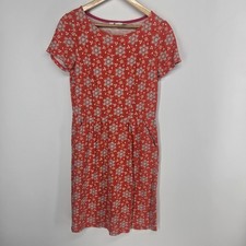 Boden Phoebe Dress Womens 6R Red Floral Jersey Short Sleeve Pockets Casual