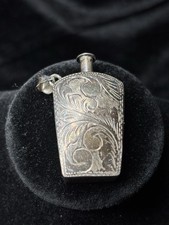 Victorian Antique Sterling Silver Perfume Flask Necklace Pendant - Unscrews