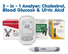 3-in-1 Glucose Cholesterol Uric Acid Home Blood Test Monitor Meter Kit-01