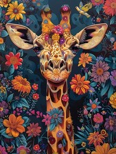 Diamond Art Kits for Adults, Giraffes and Flowers 5D Diamond Painting Kits Dot