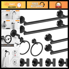 10-Piece Matte Black Bathroom Hardware Set - Towel Bars, Hooks, Toilet Paper Hol