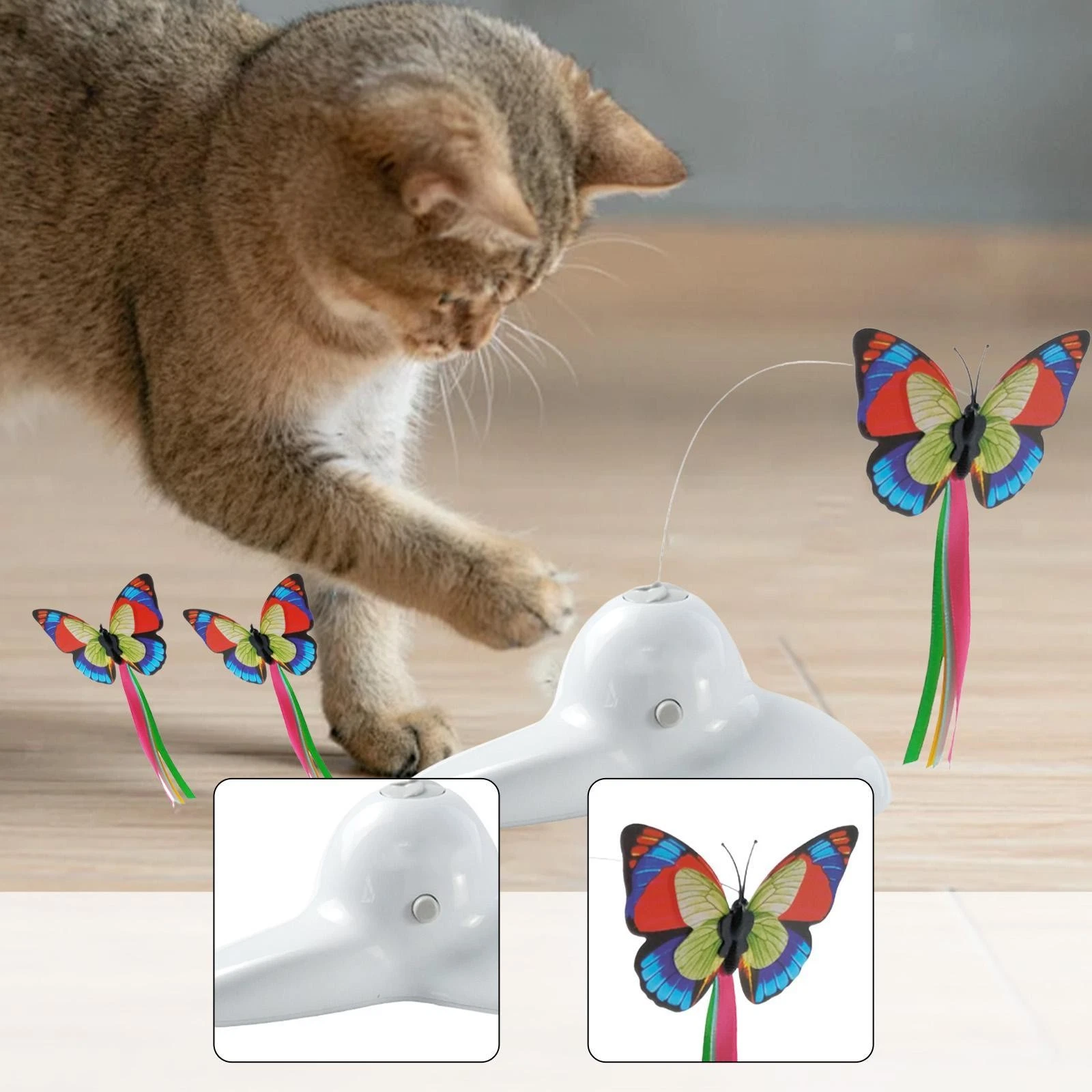 Automatic Cat Toy Kitten Enrichment Game Funny Pet Electric Rotating Butterfly