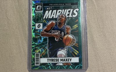 2024-25 Panini Donruss Optic Tyrese Maxey #19 Green Choice Prizm Net Marvels /25