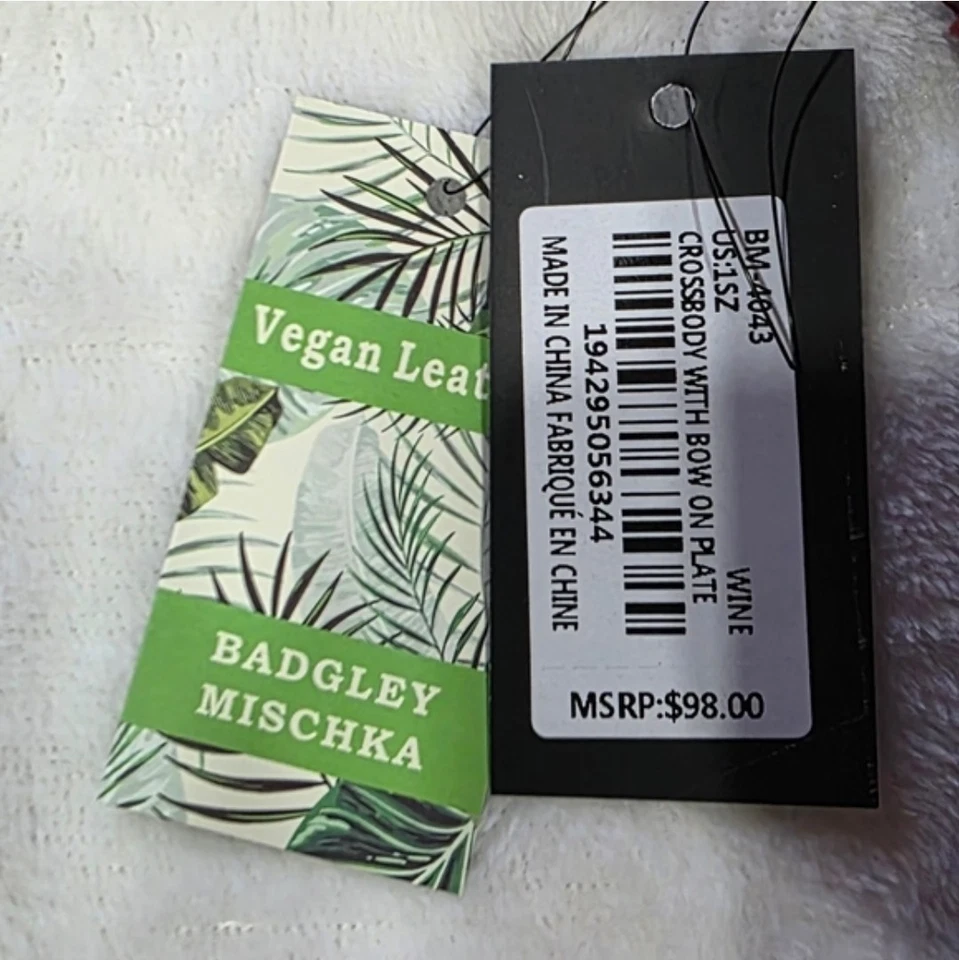 Bolso Bandolera Badgley Mischka Granate Borgoña Cartera con Lazo Foto 3 de 4