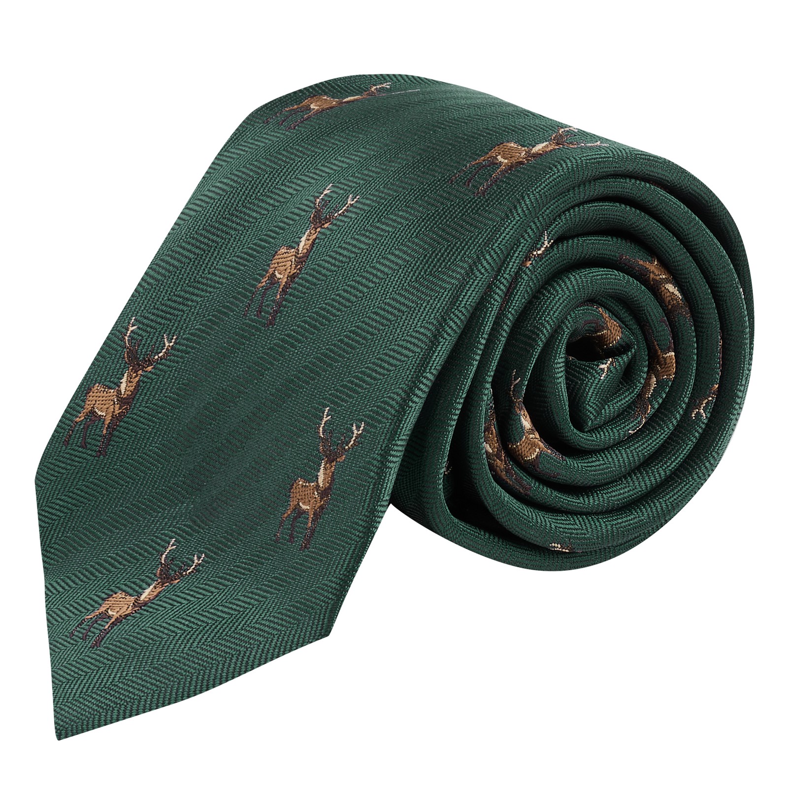 Corbata Bordada De Hombro De Ciervo Verde Oscuro En Espiga