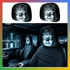 Cartoon Headrest Covers for Cars 2 Pack Ghost Face Auto Seat Protector