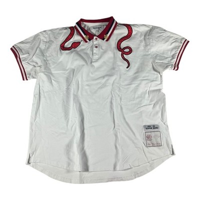 Reason Clothing Men's White Snake Embroidered Polo Shirt Size 3XL