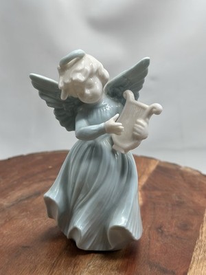Vintage ANGEL Figurine ARDALT LENWILE Porcelain Japan Blue Dress Violin