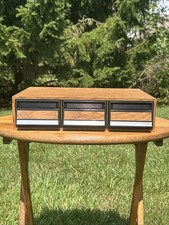 Vintage Wood Effect 3 Drawer Cassette Tape Storage Unit Holder Case Holds 36