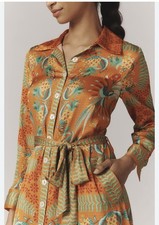 Farm Rio Belted Shirt Dress Tropic of the Macaws NWT Size XS