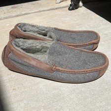 UGG Ascot Moccasins Slippers Men Sz 8/40.5 EU Gray Wool Sheepskin Sherpa Camping