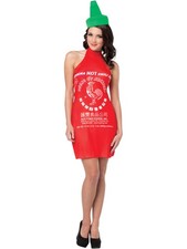 Adult Womens Sriracha Bottle Dress And Headband Costume