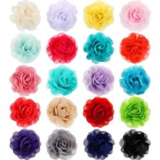 20 Pcs Dog Flower Collar Accessory Multi-color Pet Collar Flowers Soft Chiffo...