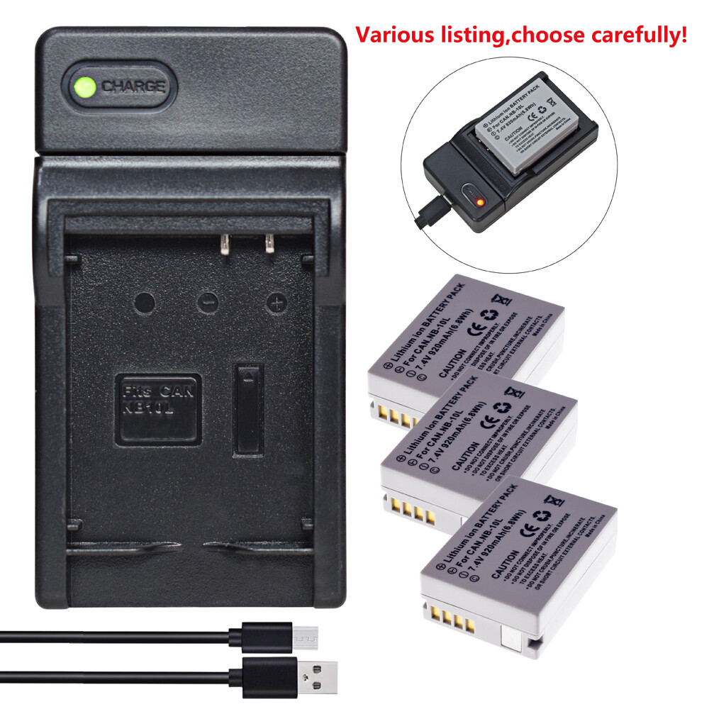 NB-10L Battery or USB charger for Canon G1 X/G1X/G15/SX40/SX50  HS/SX40HS/SX50HS