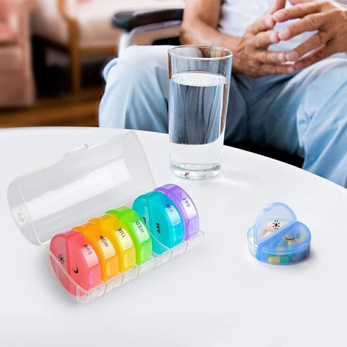 Estuche de medicamentos semanal de 7 días caja de píldoras organizador contenedor de almacenamiento de tabletas dispensador - Imagen 3 de 13