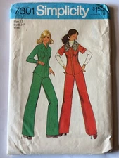 New Uncut FF Size 12 Misses Shirt Jacket & Pants Sewing Pattern, Simplicity 7301