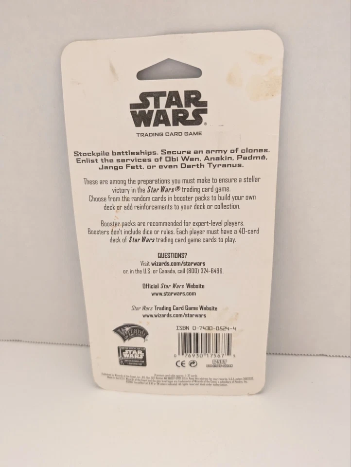 1 paquete de tarjetas coleccionables Star Wars de Attack of the Clones sin abrir NUEVAS en tarjeta Foto 2 de 2