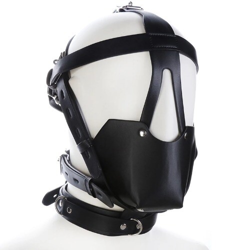 PU Leather Harness Gags Gay Mouth Muzzles with Ball Mouth Gags Fetishs Salver - Picture 9 of 10