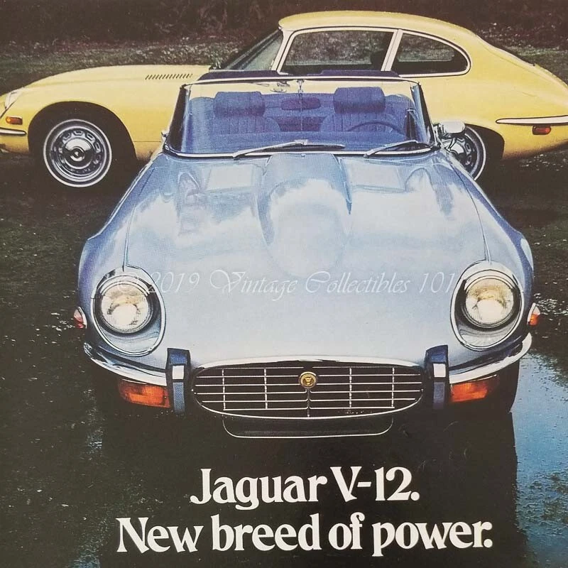 1973 Jaguar V-12 E-Type XKE Roadster Sports Coupe car photo art decor print ad - Image 4 of 4
