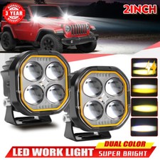 2pcs 2led Work Light Bar Dual Color Cube Pod Driving Spot Fog Offroad Truck Atv