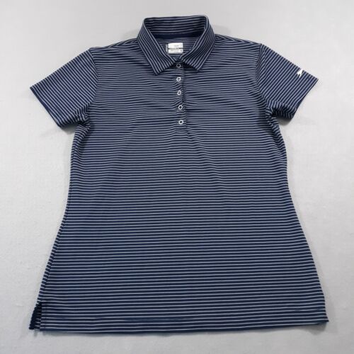 Slazenger Golf Polo Performance Shirt Womens Size Medium Navy Blue Striped