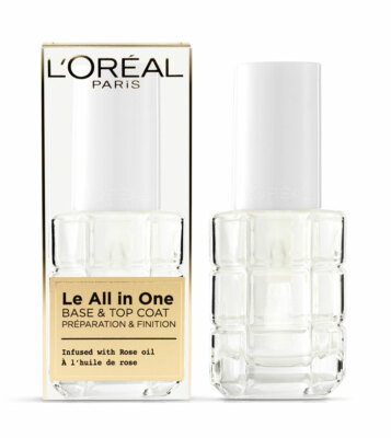 L OREAL LE ALL IN ONE BASIS & TOPCOAT NAGELLACK MIT ROSENÖL INFUNDIERT 