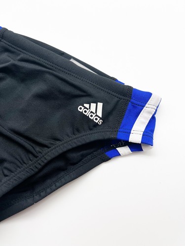 Adidas Infinitex+ Black Blue Solid Splice Brief Swimsuit Men’s Size 22 NEW - Picture 2 of 7