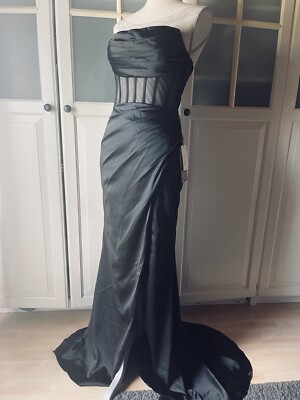 Abschlussballkleid Gr. XS 32 Stacees Schwarz Korsage Bandeau