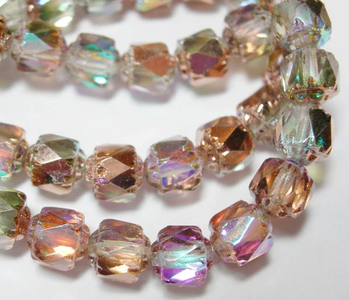20 Rosaline Copper Vitrail Cathedral Czech Glass 6mm beads