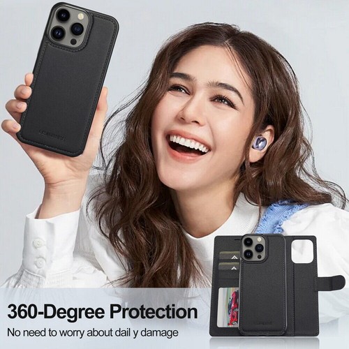For iPhone 16 15 14 13 12 11 XS 7 8 Wallet Case 2-in-1 Detachable MagSafe Cover - Picture 11 of 85