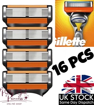 FOR GILETTE, UNBRANDED 16x Gillete Compatible Razor Blades Refill For Gillette Fusion 5 ProGlide