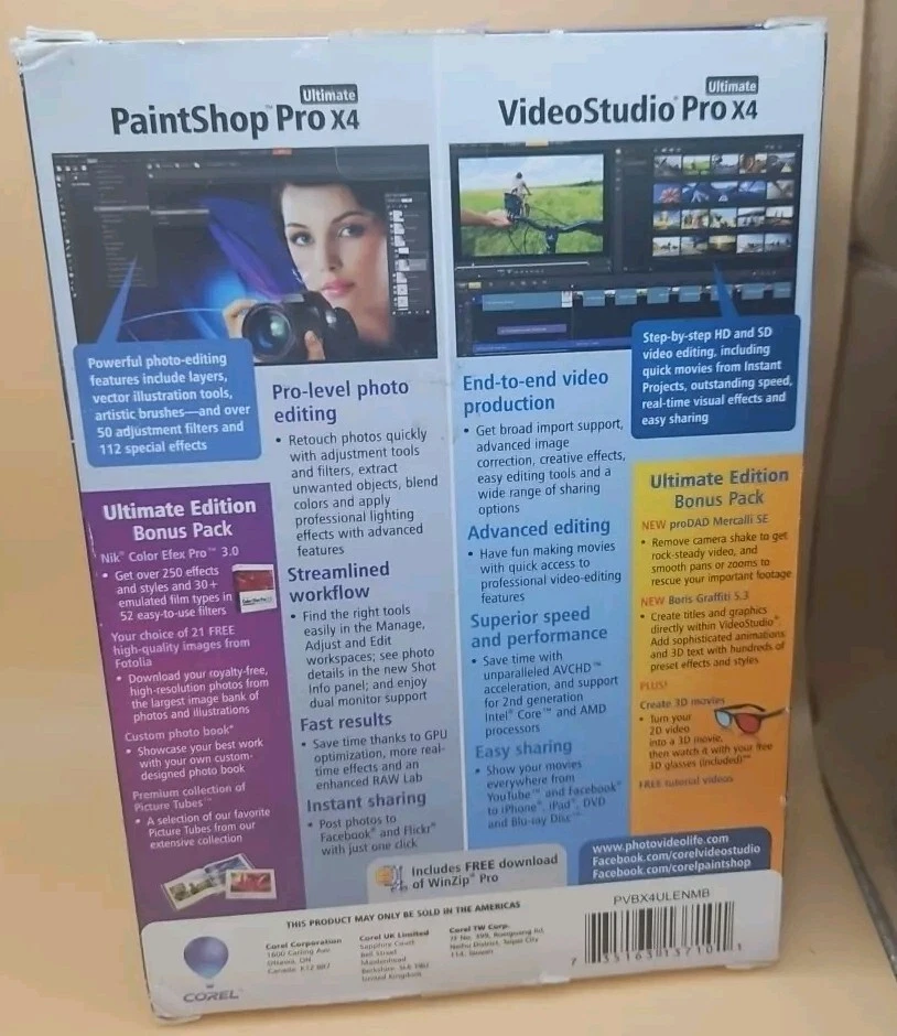 Photo and Video Pro X4 Ultimate OLD VERSION Paintshop Pro X4 Videostudio Pro X4 - Image 2 of 2