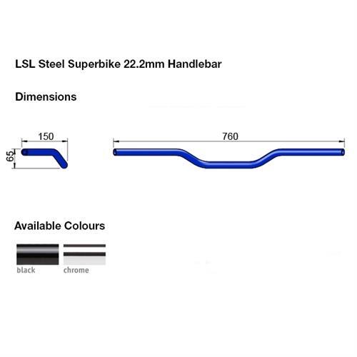 Manillar de acero LSL Superbike negro 22,2 mm Suzuki GS 550 L 1982 - Imagen 2 de 2