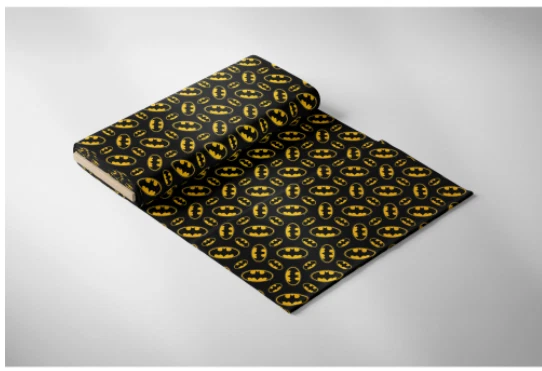 BTY BATMAN LOGO Toss Black Yellow Print 100% Cotton Quilt Craft Fabric by Yard - Image 3 of 3