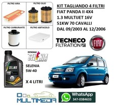 KIT TAGLIANDO 4 FILTRI OLIO MOTORE SELENIA FIAT PANDA II 1.3 Multijet 4X4 70CV 