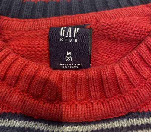 Boys Gap Kids Red Striped Sweater Size Medium (8) - Picture 2 of 4