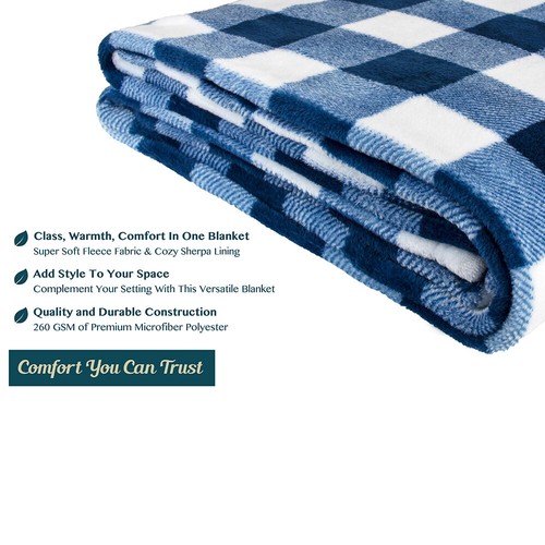Plaid Buffalo Checkered Fleece Throw Blanket Soft Holiday Accent Decor Blanket - Picture 21 of 36